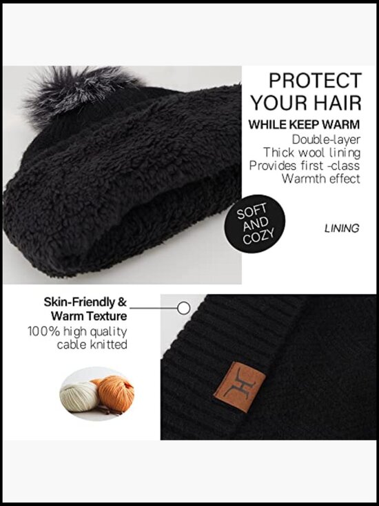 Winter Knit Beanie Scarf Gloves Set Fleece Lined Touchscreen main image 4